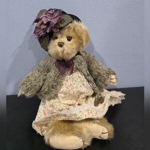Boyds Bear in Floral Dress and Hat